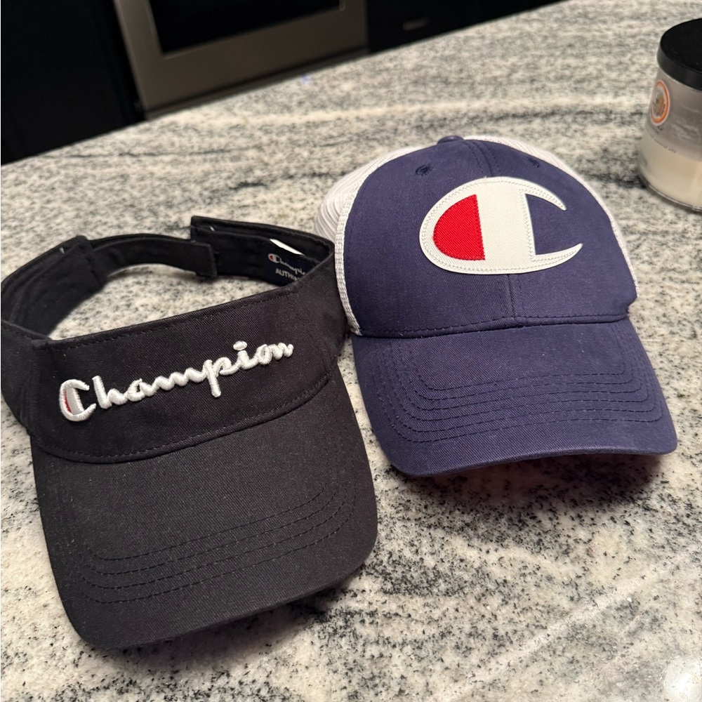 Champion Black and Blue Hats Set